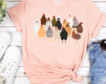 Funny chicken shirt, chicken breeds, crazy chicken lady, chicken lover gift, chicken themed gift