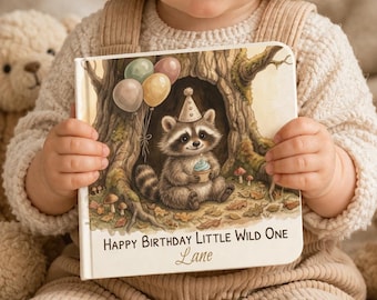 Personalized Birthday Book for Kids, Custom Book with Name, Toddler Story, First Birthday Gift, Raccoon Book, 1st, 2nd,3rd Birthday Keepsake