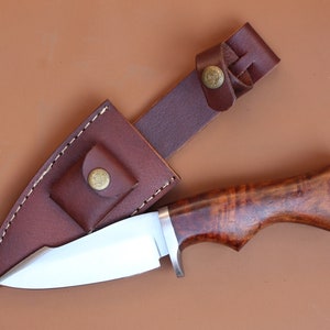 Handmade Boot Knife with Rosewood wooden handle with leather sheath.