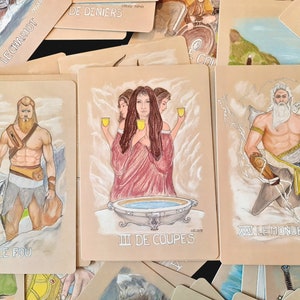 The hand-drawn mythology tarot "Nordic, Celtic, Greek, Arthurian, Viking"
