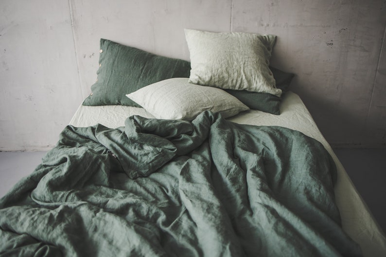 Linen sheets. Linen cover set. Queen sheet set. King sheet set. Pure flat sheet. Bed sheets. Linen bedding set. Natural linen bedding. image 7