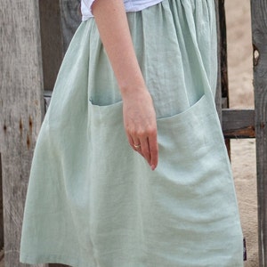 Linen skirt. Summer linen skirt. Skirt with elastic waist. Midi skirt of washed linen. Linen skirt with pocket. Boho linen skirt. Flax skirt image 6
