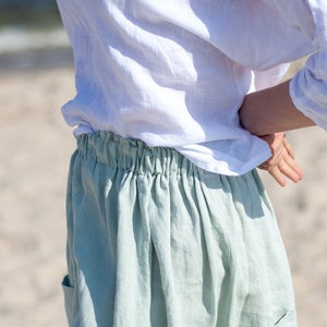 Linen skirt. Summer linen skirt. Skirt with elastic waist. Midi skirt of washed linen. Linen skirt with pocket. Boho linen skirt. Flax skirt image 5