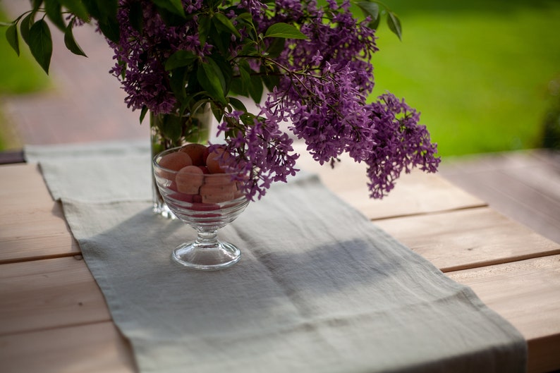 Linen table runner. Softened linen table runner. Flax table runner. Linen table decor. Table runner of natural, pure linen. Linen Gift. image 10