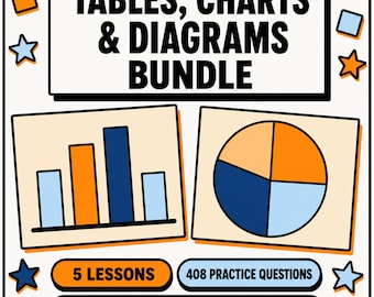 Data Handling Charts Graphs Tables Maths Lesson Bundle | Practice Questions and Answers | KS2 KS3 GCSE 11 Plus | Homeschool Digital Download