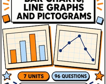 Bar Charts and Line Graphs Interactive Maths Lesson | Pictogram Practice with Answers | Year 4 5 6 KS2 KS3 | Homeschool Digital Download