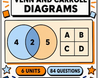 Venn and Carroll Diagrams Interactive Maths Lesson | Sorting Questions with Answers | KS2 KS3 GCSE 11 Plus | Home Education Digital Download