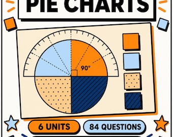Pie Charts Interactive Maths Lesson | Workbook with Answers | Angles and Percentages | KS2 KS3 GCSE 11 Plus | Homeschool Digital Download
