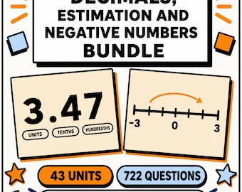 Decimals Estimation and Negative Numbers Maths Lesson Bundle | Workbook and Answers | KS2 KS3 GCSE 11 Plus | Tutor Resource Digital Download