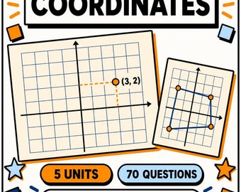Coordinates Interactive Maths Lesson | Worksheets with Answers | Plotting Points and Four Quadrants | KS2 KS3 11 Plus | Homeschool Download