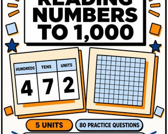 Valor posicional hasta 1000: Lección interactiva de matemáticas y hojas de ejercicios / Preguntas y respuestas de práctica / KS2 11 Plus, 5.º y 6.º de primaria / Descarga digital