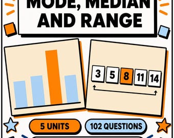 Mode Median and Range Interactive Maths Lesson | Averages Worksheets with Answers | Year 5 Year 6 KS2 KS3 | Homeschool Digital Download