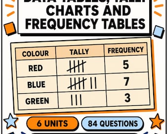 Tally Charts and Frequency Tables Interactive Maths Lesson | Practice Questions with Answers | KS2 KS3 11 Plus | Homeschool Digital Download