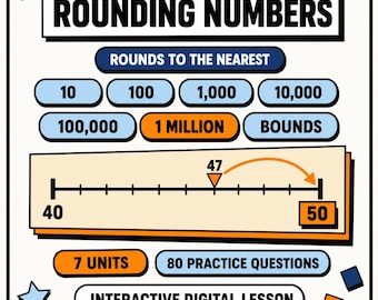 Rounding Numbers Interactive Lesson | Worksheets and Practice Questions | Year 5 Year 6 KS2 KS3 11 Plus | Teaching Resource Digital Download