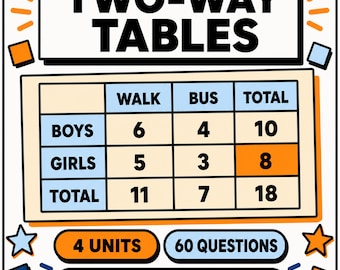 Two-Way Tables Interactive Maths Lesson | Workbook with Answers | Totals and Probability | KS2 KS3 GCSE 11 Plus | Tutor Resource Download