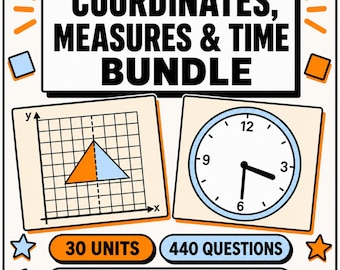 Coordinates Units and Time Interactive Maths Lesson Bundle | Workbook with Answers | KS2 KS3 GCSE 11 Plus | Home Education Digital Download