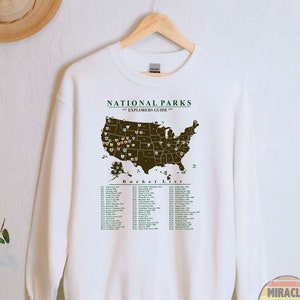 63 Nationalpark Karte Checklist Sweatshirt, All 63 US National Park Map Bucket List Name Camping Sweatshirt