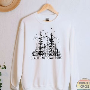 Glacier Sweatshirt, Glacier National Park Camping Forest Deer Hiker Hiking Outdoor Widerness Forest Sweatshirt