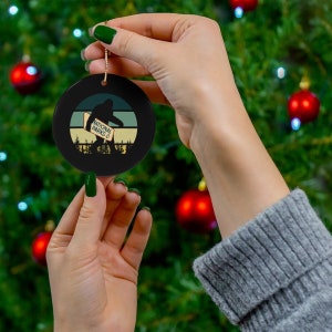 Bigfoot National Park Ornament, Vintage Bigfoot National Park Adventure Mountains Hiking Ceramic Ornament