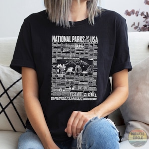 Checklist US National Parks of The USA Crewneck Shirt, 63 Us National Park Name States Shir