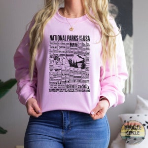 Checklist US National Parks of The USA Crewneck Sweatshirt, 63 Us National Park Name States Sweatshirt