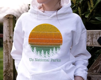 63 US National Park Hoodie -  Hiking Check List in U.S. National Parks Hoodie