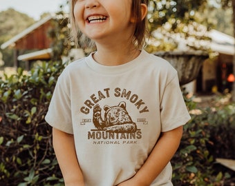 Smoky Mountains Toddler Shirt, Great Smoky Mountains National Park Camping Adventure Peeking Bear Toddler Shirt