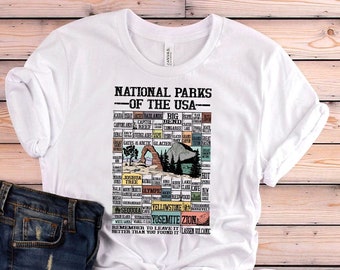 Checkliste US National Parks of The USA Shirt, 63 Us National Park Name Staaten