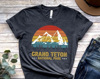 Grand Teton Shirt, Vintage Grand Teton National Park Hiking Camping Mountain shirt