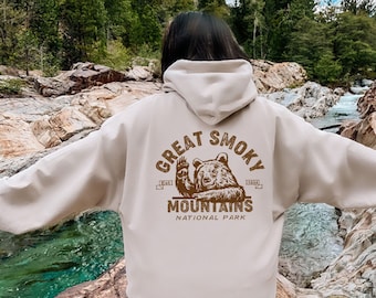 Smoky Mountains Back Hoodie Great Smoky Mountains National Park Camping Adventure Peeking Bear Back Hoodie Etsy