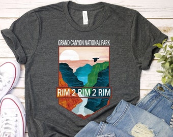 Rand zu Rand zu Rand Rundhals-Shirt, Grand Canyon National Park R2R2R Arizona Camping Wandern Travel Shirt