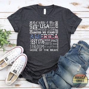 4th Of July Crewneck Shirt, We the People Red White Blue USA Flag Independence Day Patriotic Shirt