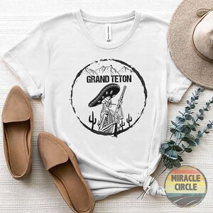 Grand Teton Crewneck Shirt, Grand Teton National Park Skull Skeleton Camping Mountain shirt