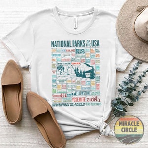 63 Nationalpark Name Crewneck Shirt, Alle 63 US Nationalpark Name CheckList Abenteuer erwartet Berg Shirt, Camping Wandern Camper Geschenk