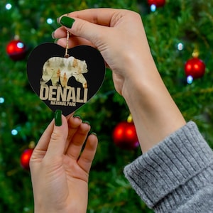Denali Ornament, Denali National Park List Adventure Mountains Hiking Watercolor Ceramic Ornament