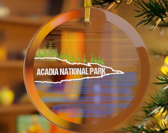 Acadia National Park Mount Desert Island Maine Cadillac Mountain Glass Ornament - NP001ALL