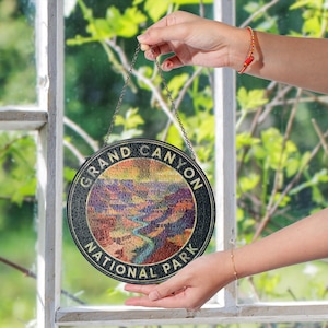Grand Canyon National Park Stained Glass Suncatcher Ornament for Window, Nature Canyon Landscape Sun Catcher Gift, Travel Home Decor PL27