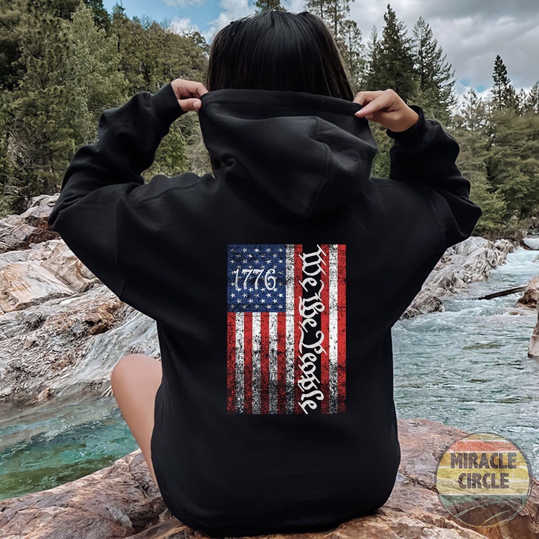 4th of July Back Hoodie We the People Red White Blue 1776