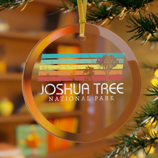 Vintage Joshua Tree National Park Hiking Glass Ornament - NP042ALL