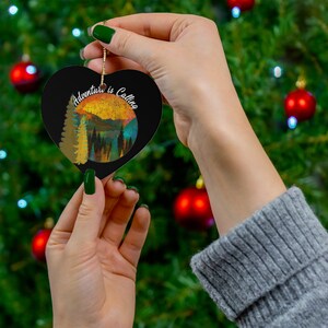 Adventure Is Calling Ornament, Adventure Awaits US National Park Mountains Hiking Outdoors Wanderlust Ceramic Ornament