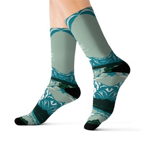 Individuelle Grand Teton Sublimationssocken, Personalisierte Grand Teton Nationalpark Camping Wandern Abenteuer Bergsocken