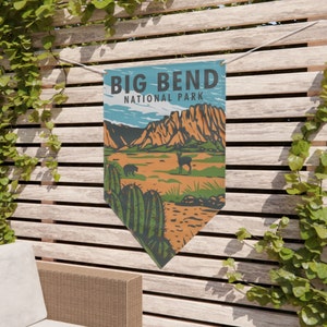 Big Bend Pennant Banner, Vintage Big BendNational Park Hiking Camping Adventure Mountain Banner