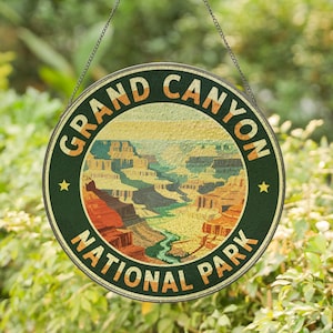 Grand Canyon National Park Scenic Landscape Stained Glass Suncatcher Ornament – Southwest Desert Decor for Hiking and Travel Lovers PL1