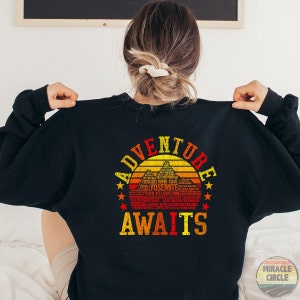 63 National Park Checklist Back Sweatshirt, All 63 US National Park Name List, Us Park Name Bucketlist Back Sweatshirt