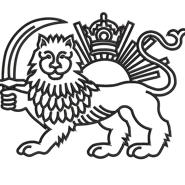 Persian Empire Pride Iran Flag Lion Symbol Minimal Embroidery Digital Design File DIY Custom Gift Style Art,pes,xxx,DST,vp3,exp,dgt,jef,sew