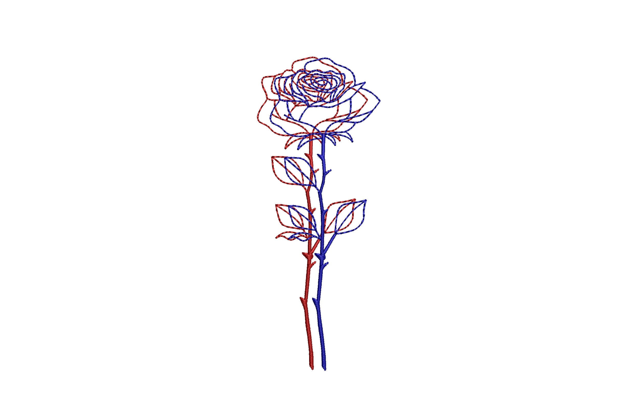 3D Effect Rose Digital Embroidery Design File Minimal Red Blue - Etsy
