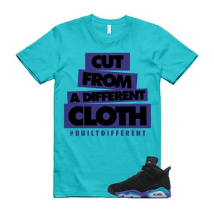 Aquatone 6 Bright Concord Black Retro Vibrant Aqua T Shirt TESSUTO abbinato