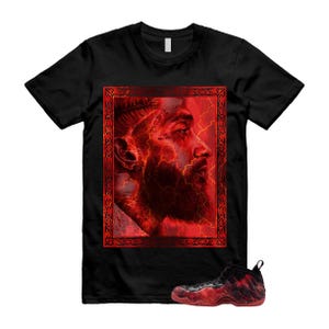 Foamposite One Stranger Black Bright Crimson Off Noir Red Lightning Stormy Air T Shirt Match NIP