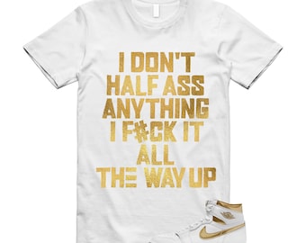 Metallic Gold 1 White Gum Light Brown Retro High OG T Shirt Match HALF