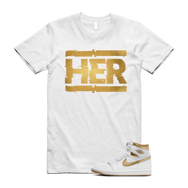 Metallic Gold 1 White Gum Light Brown Retro High OG T Shirt Match HER